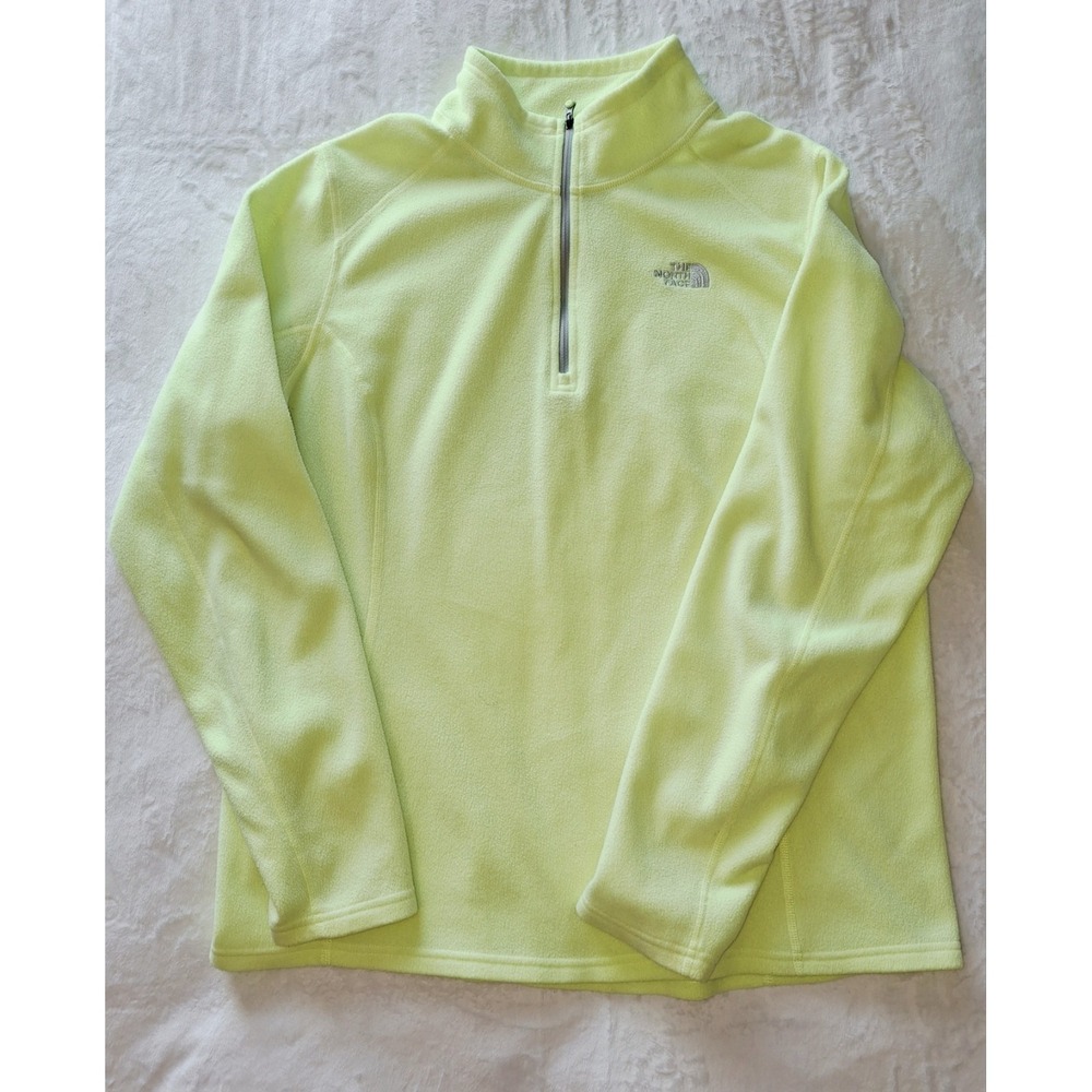 NORTH FACE Glacier 1/4 Zip Pullover Fleece Jacket Women's XL Neon Highlighter